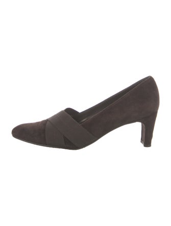 Stuart Weitzman Suede Grosgrain Trim Pumps