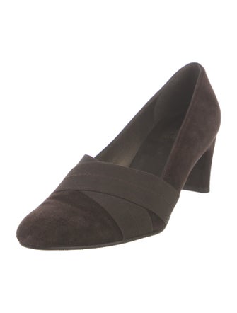 Stuart Weitzman Suede Grosgrain Trim Pumps
