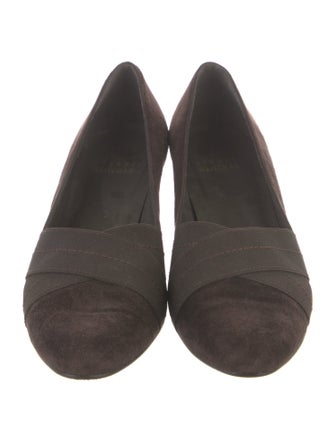 Stuart Weitzman Suede Grosgrain Trim Pumps