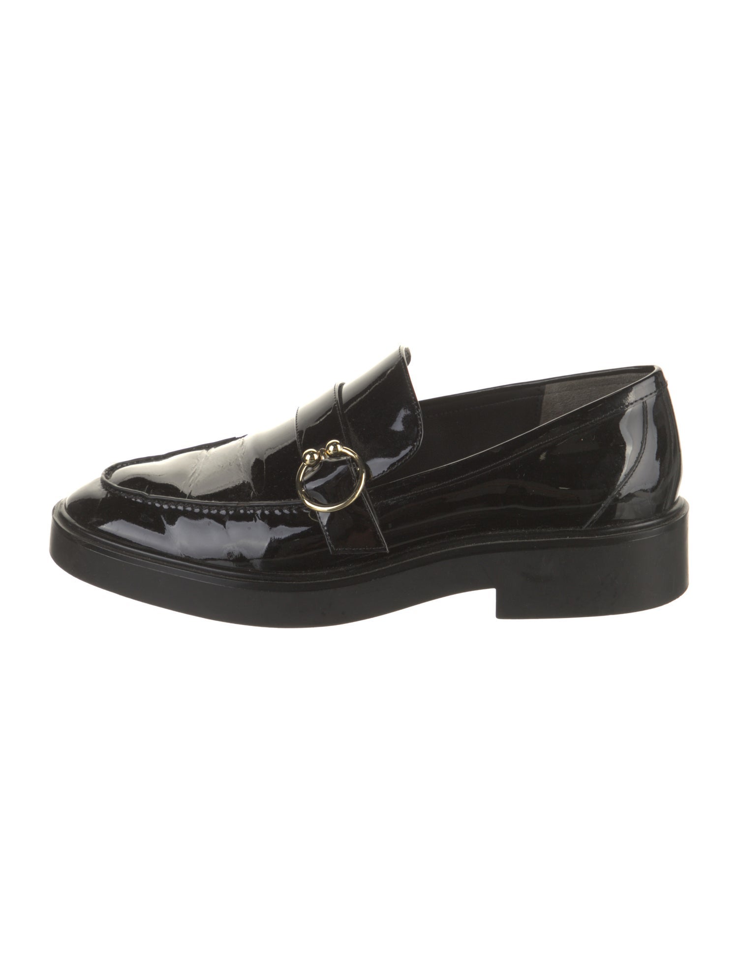 Stuart Weitzman Patent Leather Crystal Embellishments Loafers