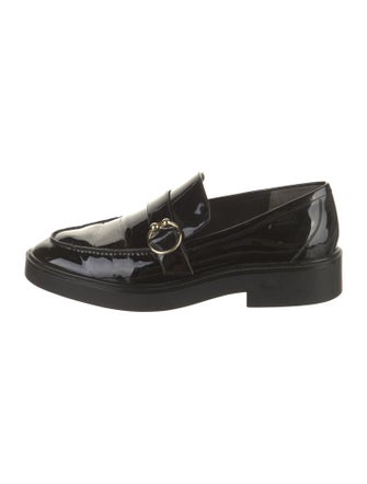 Stuart Weitzman Patent Leather Crystal Embellishments Loafers