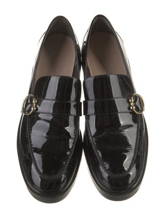 Stuart Weitzman Patent Leather Crystal Embellishments Loafers