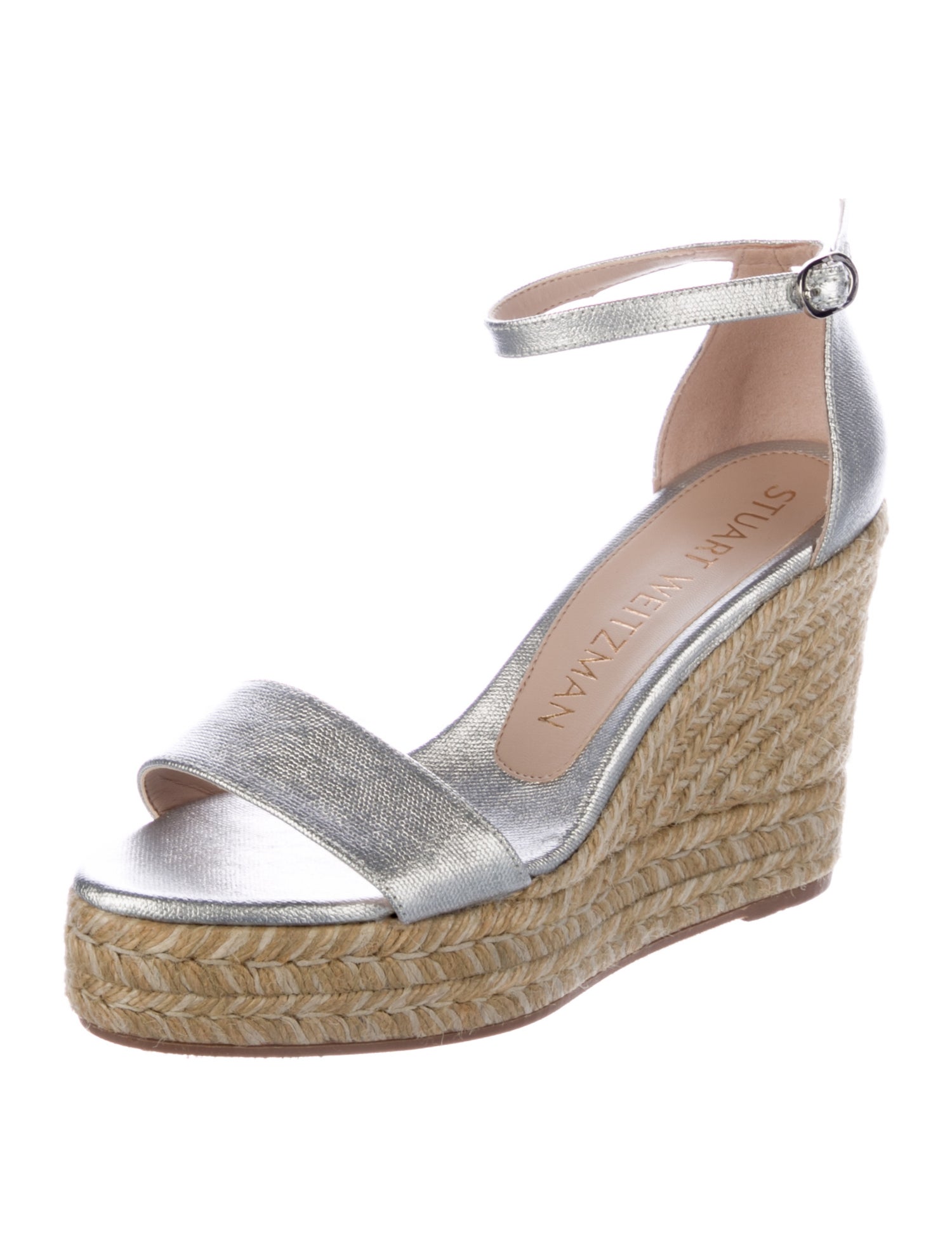 Stuart Weitzman Leather Braided Accents Espadrilles