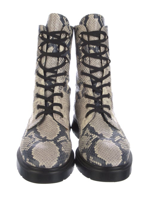 Stuart Weitzman Leather Animal Print Combat Boots