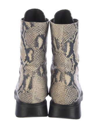 Stuart Weitzman Leather Animal Print Combat Boots