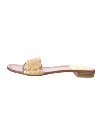 Stuart Weitzman Leather Colorblock Pattern Slides
