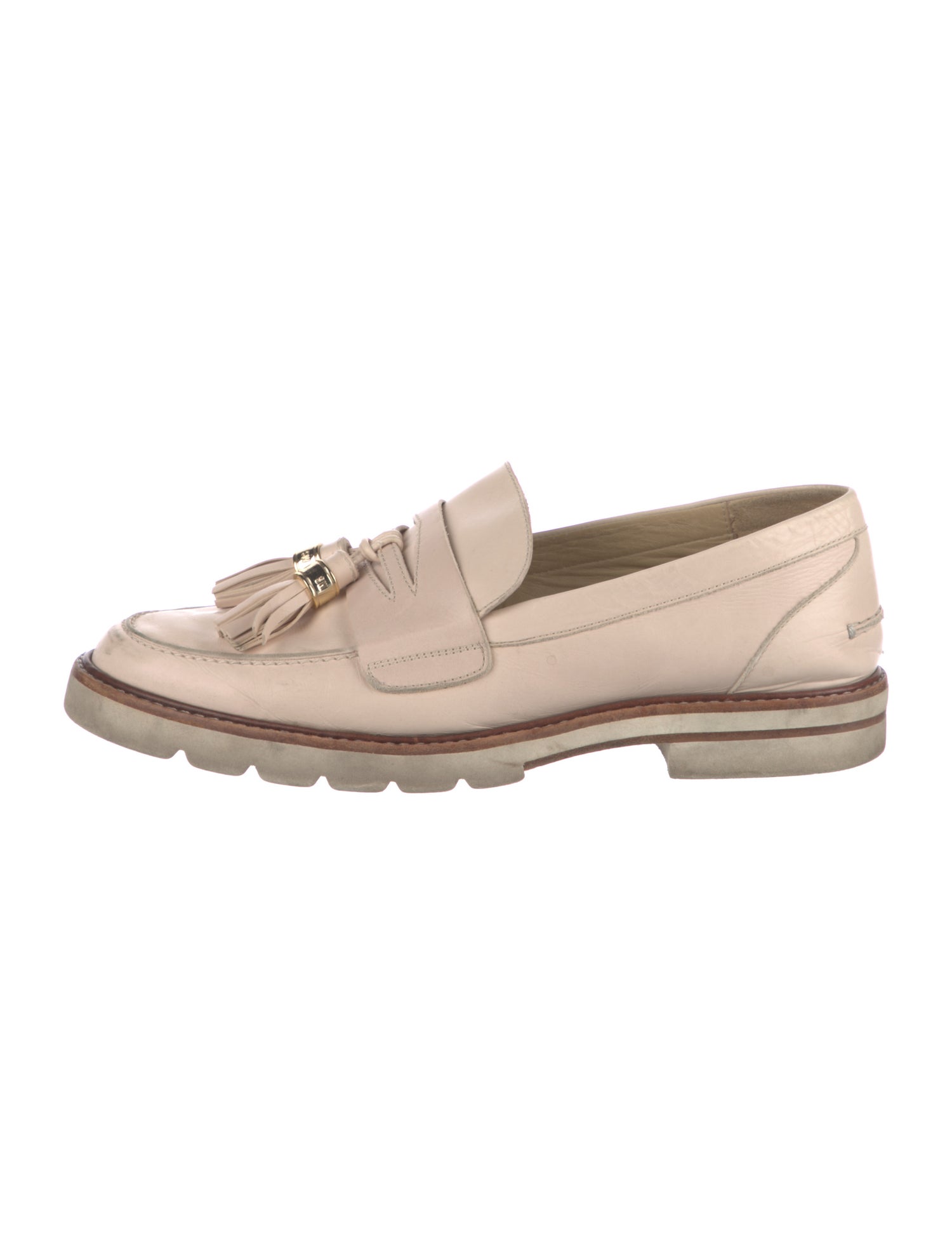 Stuart Weitzman Leather Tassel Accents Loafers