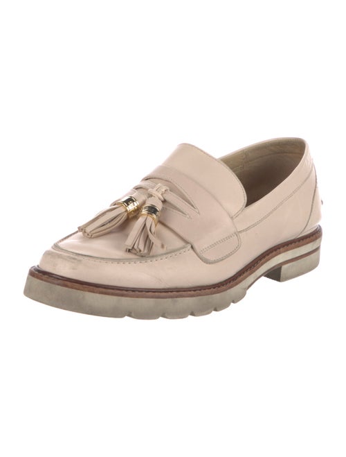 Stuart Weitzman Leather Tassel Accents Loafers