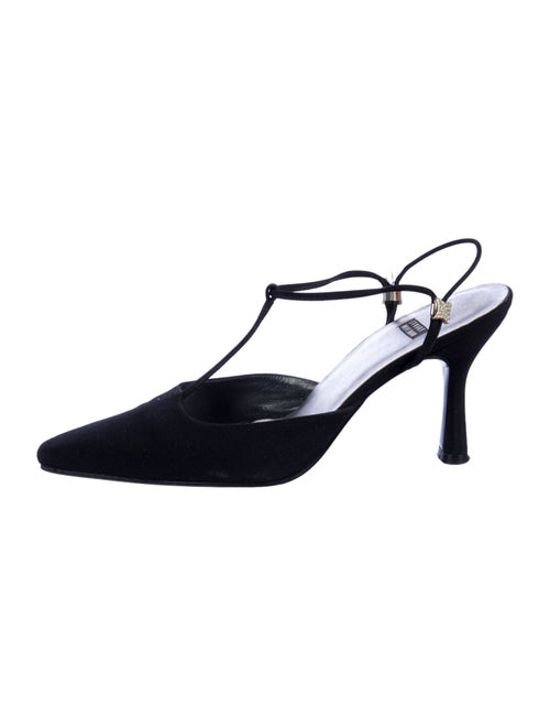 Stuart Weitzman Satin Crystal Embellishments T-Strap Pumps