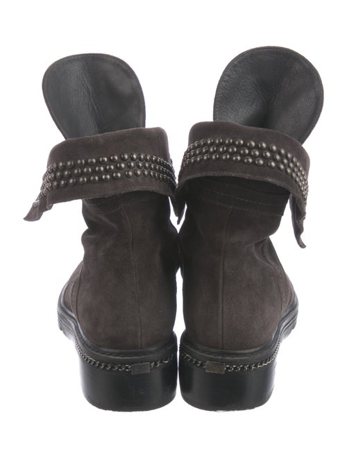 Stuart Weitzman Suede Chain-Link Accents Combat Boots