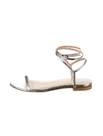 Stuart Weitzman Leather Animal Print Gladiator Sandals