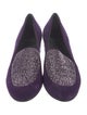 Stuart Weitzman Suede Crystal Embellishments Loafers
