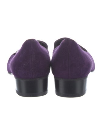 Stuart Weitzman Suede Crystal Embellishments Loafers