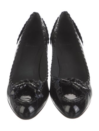 Stuart Weitzman Patent Leather Whipstitch Trim Pumps