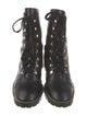 Stuart Weitzman Leather Chain-Link Accents Combat Boots