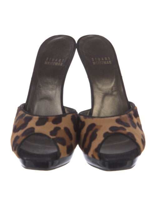 Stuart Weitzman Ponyhair Animal Print Slides