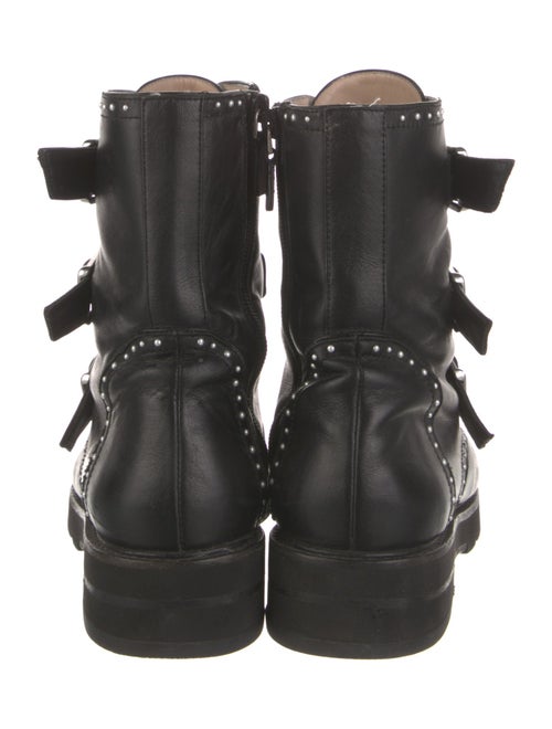 Stuart Weitzman Faux Pearl Accents Leather Combat Boots