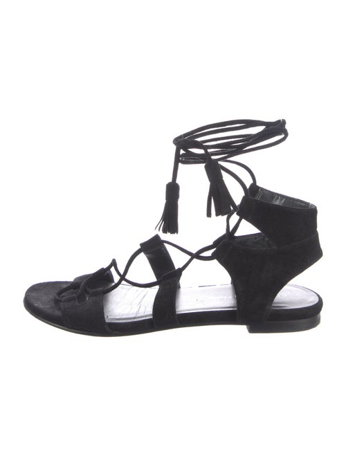 Stuart Weitzman Suede Tassel Accents Gladiator Sandals