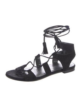 Stuart Weitzman Suede Tassel Accents Gladiator Sandals