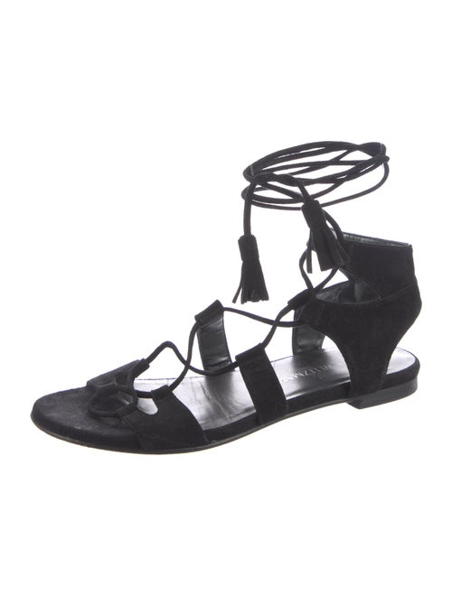 Stuart Weitzman Suede Tassel Accents Gladiator Sandals
