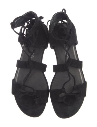 Stuart Weitzman Suede Tassel Accents Gladiator Sandals