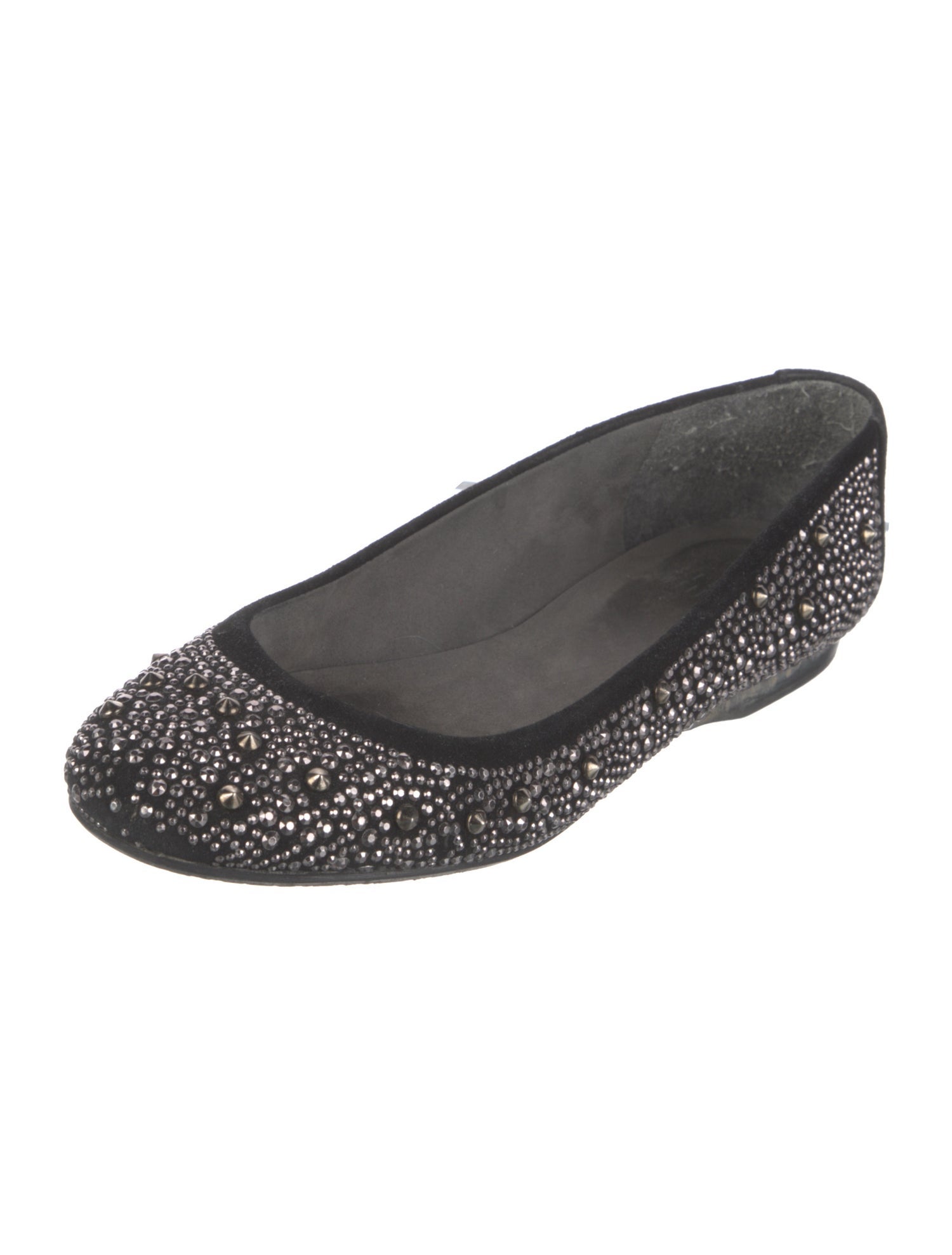 Stuart Weitzman Suede Studded Accents Ballet Flats