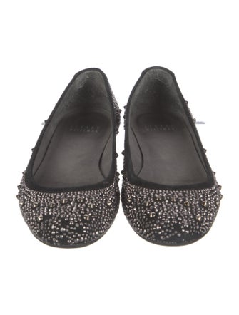 Stuart Weitzman Suede Studded Accents Ballet Flats