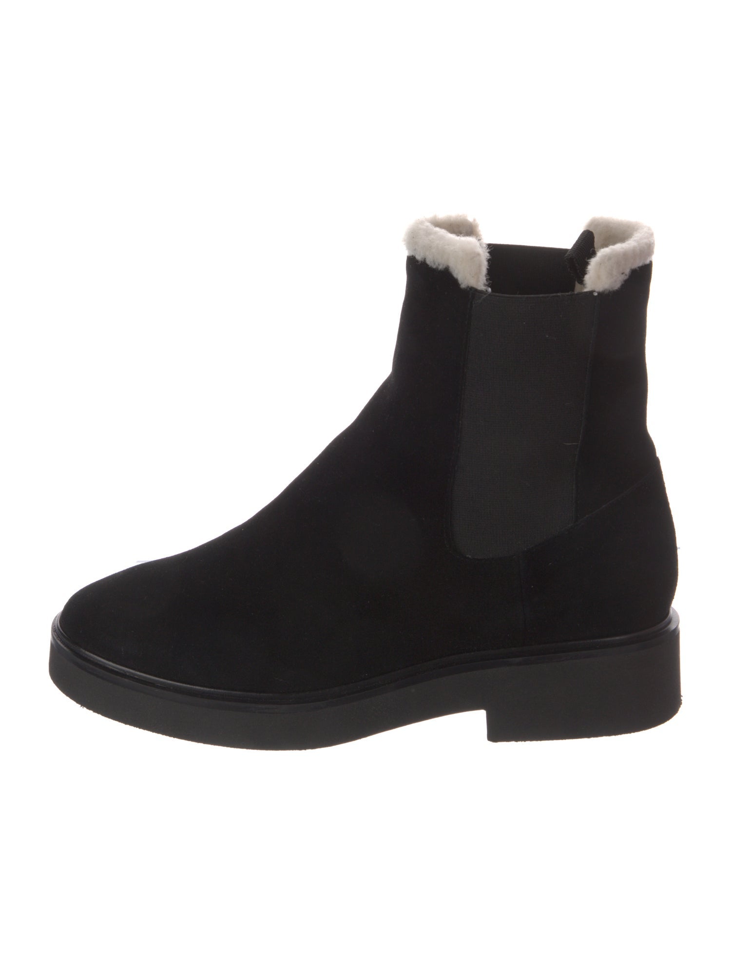 Stuart Weitzman Suede Faux Fur Trim Chelsea Boots