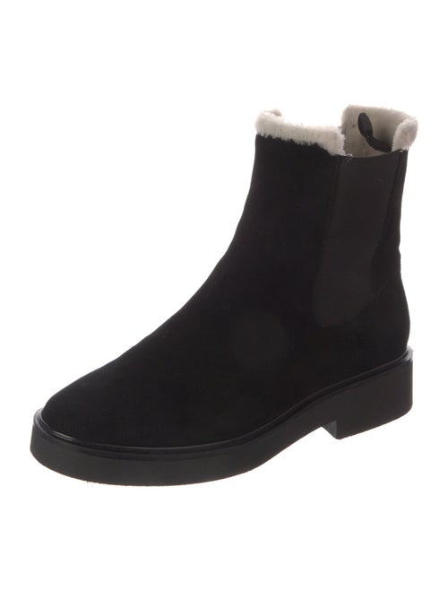 Stuart Weitzman Suede Faux Fur Trim Chelsea Boots