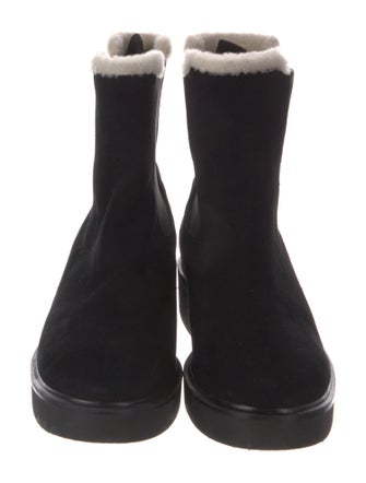 Stuart Weitzman Suede Faux Fur Trim Chelsea Boots