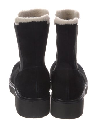 Stuart Weitzman Suede Faux Fur Trim Chelsea Boots