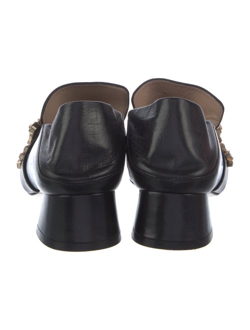 Stuart Weitzman Leather Crystal Embellishments Loafers