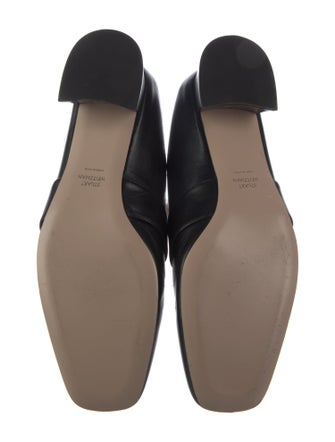 Stuart Weitzman Leather Crystal Embellishments Loafers