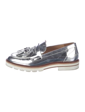 Stuart Weitzman Patent Leather Tassel Accents Loafers