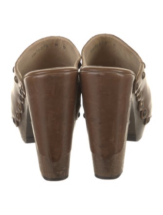 Stuart Weitzman Leather Studded Accents Slides