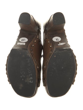 Stuart Weitzman Leather Studded Accents Slides