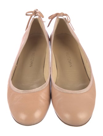 Stuart Weitzman Leather Bow Accents Ballet Flats