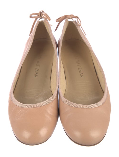 Stuart Weitzman Leather Bow Accents Ballet Flats