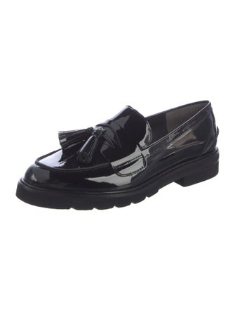 Stuart Weitzman Patent Leather Tassel Accents Loafers