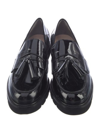 Stuart Weitzman Patent Leather Tassel Accents Loafers