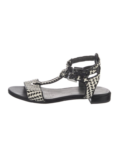 Stuart Weitzman Leather Animal Print T-Strap Sandals