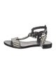 Stuart Weitzman Leather Animal Print T-Strap Sandals