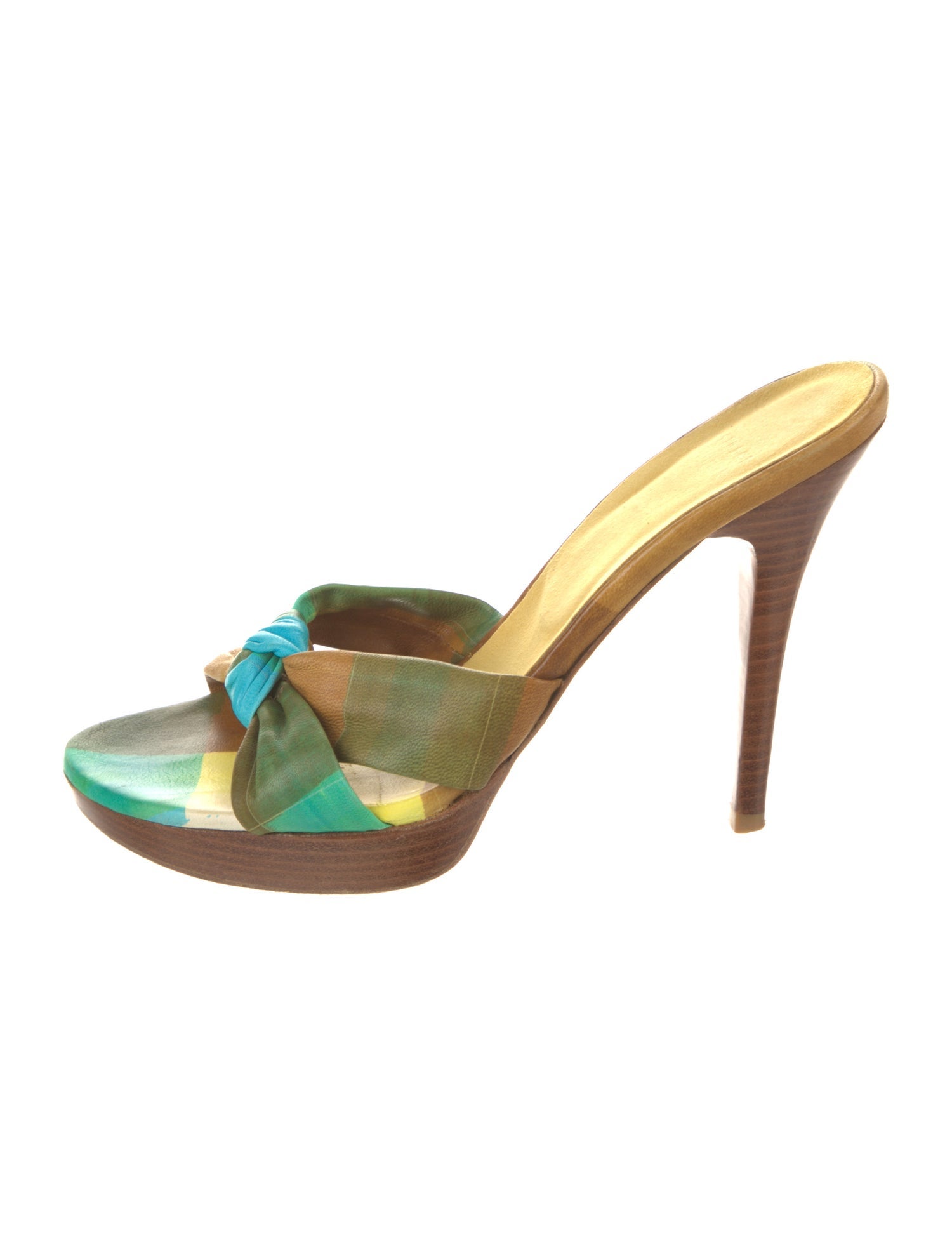 Stuart Weitzman Leather Printed Slides