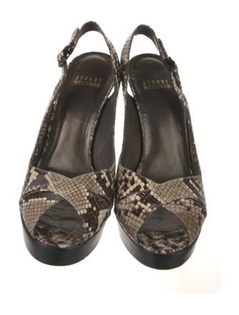 Stuart Weitzman Snakeskin Animal Print Slingback Pumps