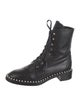 Stuart Weitzman Leather Studded Accents Combat Boots