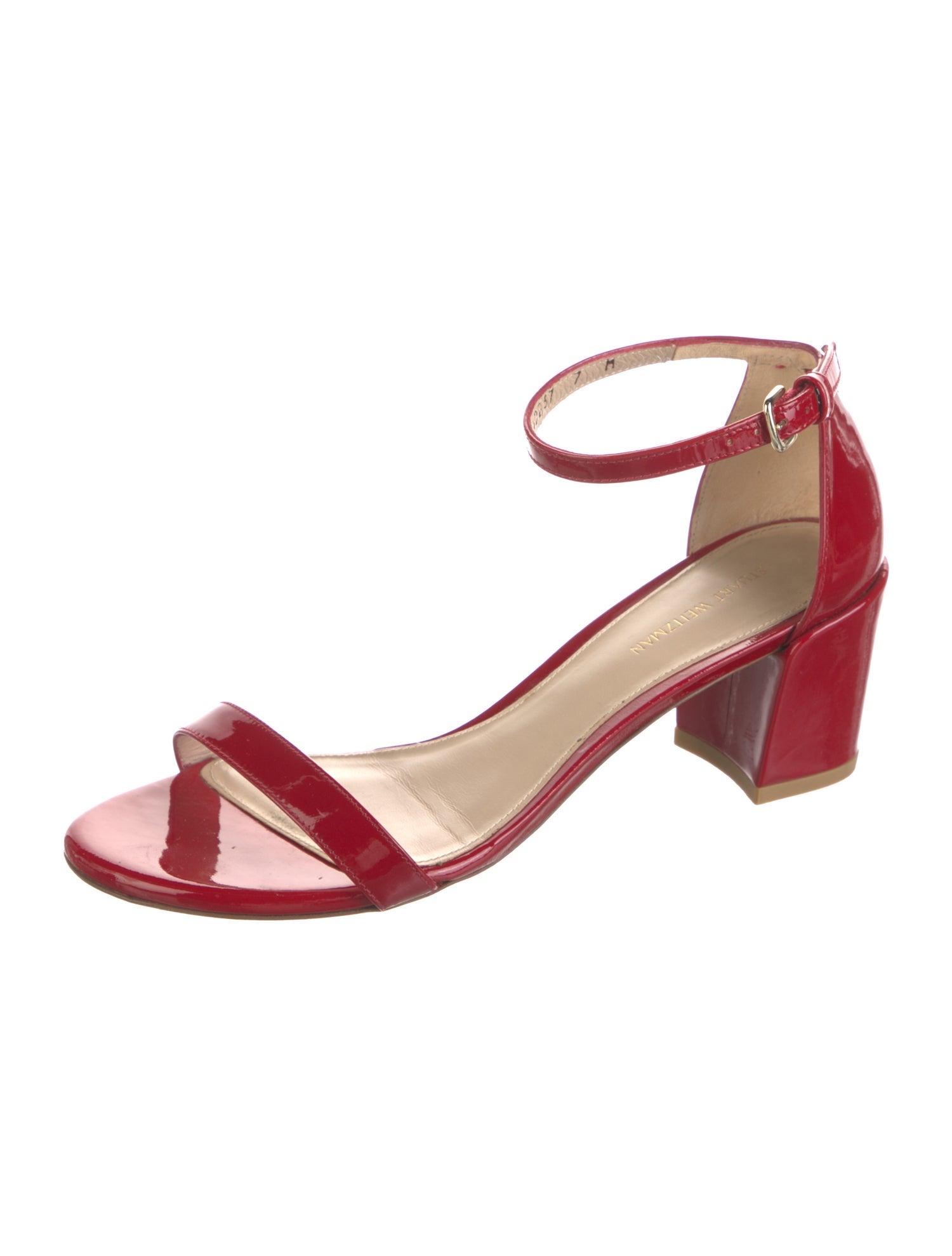 Stuart Weitzman Patent Leather Lasercut Accents Sandals