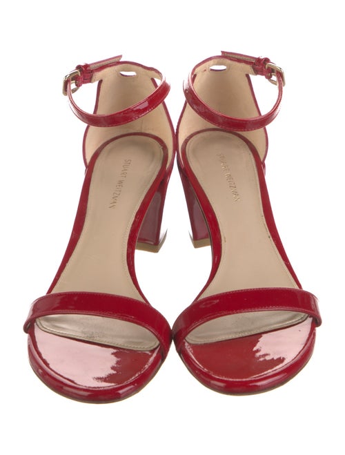 Stuart Weitzman Patent Leather Lasercut Accents Sandals