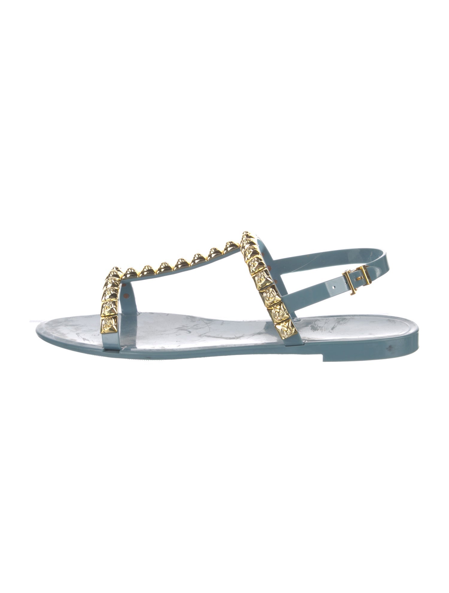 Stuart Weitzman Rubber Studded Accents T-Strap Sandals