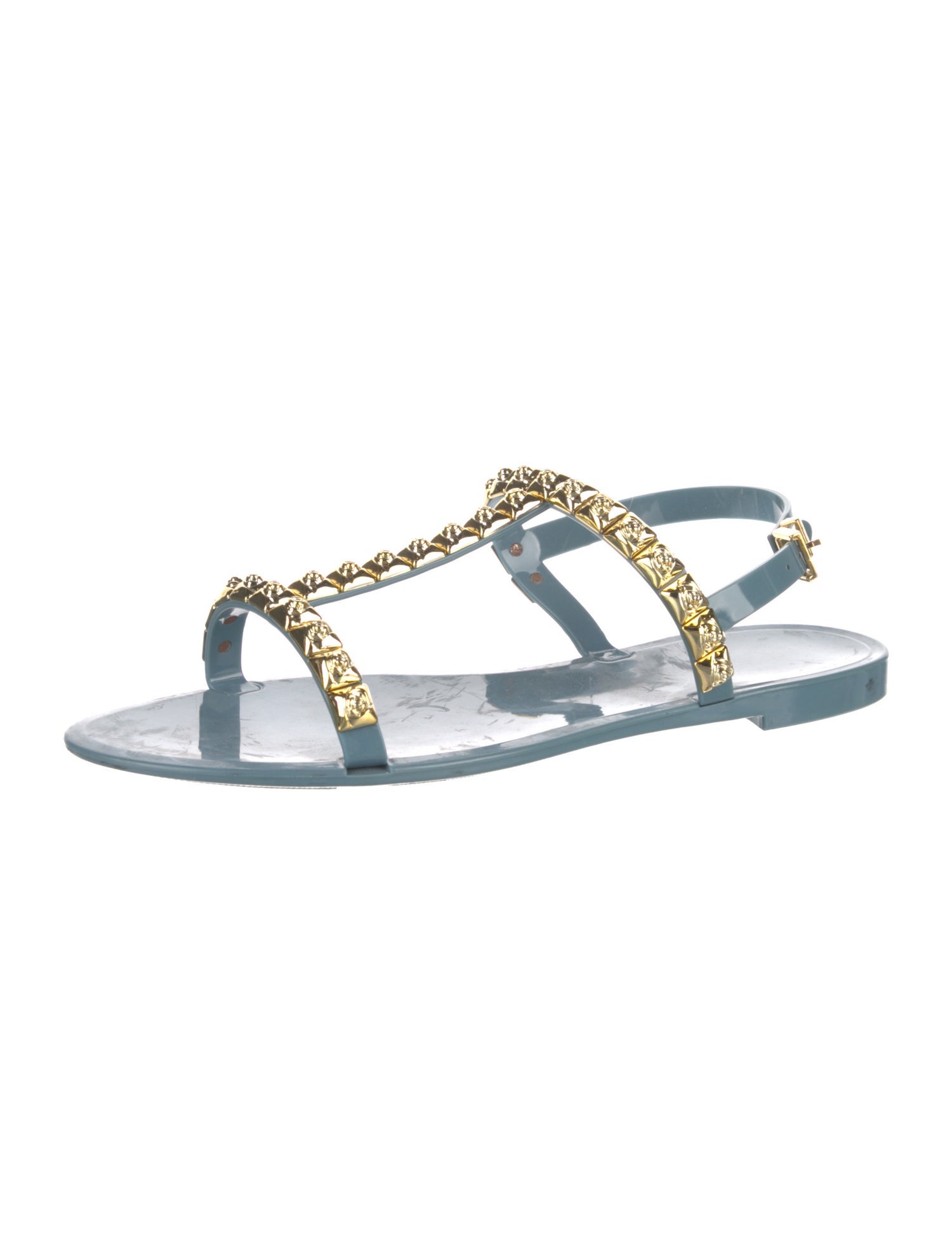 Stuart Weitzman Rubber Studded Accents T-Strap Sandals