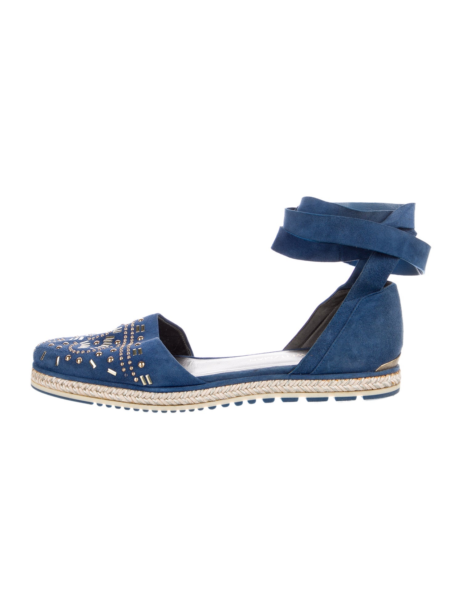 Stuart Weitzman Suede Studded Accents D'Orsay Flats